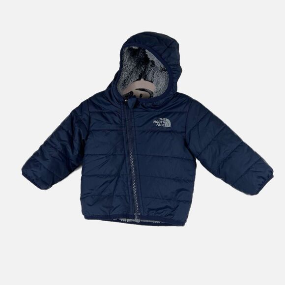 The North Face Puffer Hoodie Jacket Infant 3-6M Navy Mount Chimborazo Reversible - Picture 1 of 9